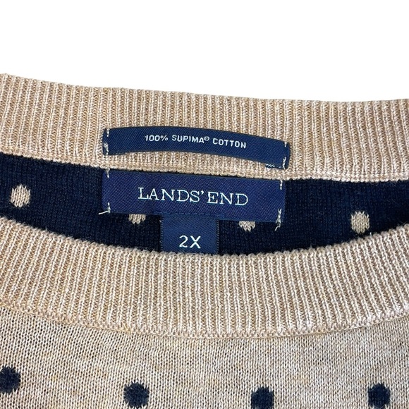Lands End Polka Dot 100% Cotton Sweater 2XL - Picture 7 of 9